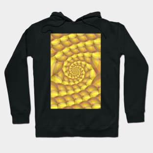 tall yellow and gold coloured complex spiral structure on a beige background Hoodie